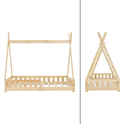 ML-Design Lit d'enfant tipi avec sommier à lattes en bois naturel maison indien 160x80 cm