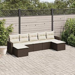 vidaXL Salon de jardin avec coussins 7 pcs marron résine tressée 