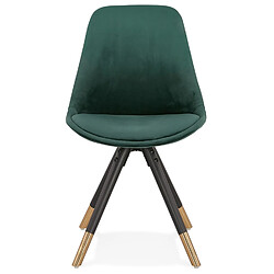 Avis Alterego Chaise design 'HAMILTON' en velours vert et pieds en bois noir