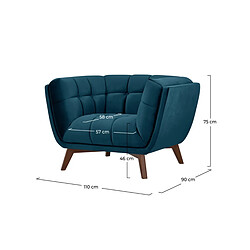 Rendez Vous Deco Fauteuil Mona en velours bleu foncé