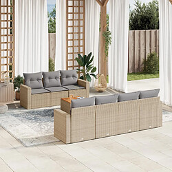 vidaXL Salon de jardin avec coussins 8pcs mélange beige résine tressée 