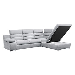 Acheter Vente-Unique Canapé d'angle convertible en tissu PYLOS - Gris clair - Angle droit