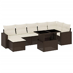 vidaXL Salon de jardin 8 pcs avec coussins marron résine tressée