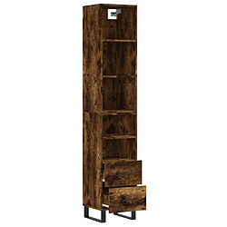 Avis vidaXL Buffet haut Chêne fumé 34,5x34x180 cm Bois d'ingénierie