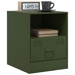 Avis vidaXL Table de chevet vert olive 34,5x39x44 cm acier