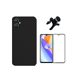 Kit de film en verre trempé de la couverture en 5D + boîtier en silicone liquide + porte-voiture renforcé Phonecare pour Samsung Galaxy A05 - le noir 