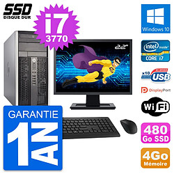 PC Tour HP 6300 CMT Ecran 22" Intel i7-3770 RAM 4Go SSD 480Go Windows 10 Wifi · Occasion 