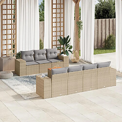 vidaXL Salon de jardin avec coussins 8 pcs beige résine tressée