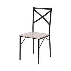 Country Table + 4 Chaise - En Mdf Finition Pvc - Couleur Gris Et Noir Ht20c205 pas cher