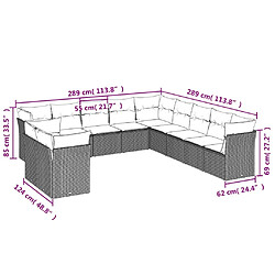 Avis vidaXL Salon de jardin 11 pcs avec coussins noir résine tressée