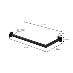 Tringle à vêtements Übereck pour le mur 30x60 cm Noir en acier ML-Design