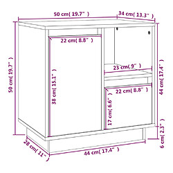 vidaXL Tables de chevet 2 pcs Noir 50x34x50 cm Bois de pin massif pas cher