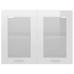 Acheter vidaXL Armoire en verre suspendue Blanc brillant Bois d'ingénierie