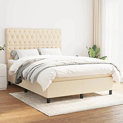 Maison Chic Lit Adulte - Lit simple Lit à sommier tapissier avec matelas moelleux - Meuble de Chambre - Crème 140x190 cm Tissu -MN14681