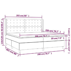 Acheter vidaXL Sommier à lattes de lit matelas LED Gris foncé 200x200 cm Tissu