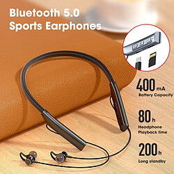 GUPBOO Tour de cou casque sans fil carte TF lecteur MP3 TWS casque Bluetooth sport étanche casque de course suppression de bruit 