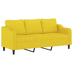 Avis vidaXL Ensemble de canapés 3 pcs avec coussins Jaune clair Tissu