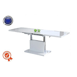 Dusine TABLE BASSE ABSOLUT RELEVABLE ET EXTENSIBLE BLANC LAQUE