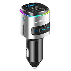 Transmetteur FM Bluetooth avec Chargeur Voiture USB et USB-C PD 18W 4smarts Noir