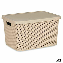 Kipit Boîte de rangement avec couvercle Beige Plastique 19 L 28 x 22 x 39 cm (12 Unités) 