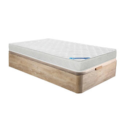 Vente-Unique Ensemble 90 x 190 cm sommier coffre naturel clair + matelas mousse ép.15cm - ZEUS de DREAMEA