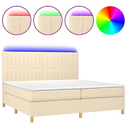 vidaXL Sommier à lattes de lit et matelas et LED Crème 200x200cm Tissu