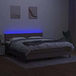 Avis vidaXL Sommier à lattes de lit avec matelas LED Taupe 160x200 cm Tissu