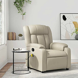 Maison Chic Fauteuil Relax pour salon, Fauteuil inclinable de massage Crème Similicuir -GKD52860