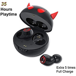 Universal Bouchons d'oreille sans fil pour enfants Halloween Cute Little Devil Casque pour enfants Adultes Réduction du bruit Bluetooth 5.0 Etanche Sport TWS Casque stéréo avec microphone intégré (noir)