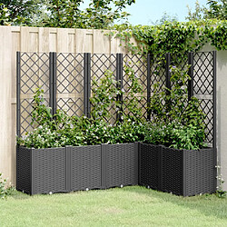 Maison Chic Jardinière,Bac à fleurs avec treillis - pot de fleur noir 160x120x140 cm PP -GKD17255