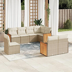 Maison Chic Salon de jardin avec coussins 8 pcs | Ensemble de Table et chaises | Mobilier d'Extérieur beige résine tressée -GKD27310