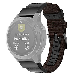 Wewoo Bracelet pour montre connectée en cuir et Garmin Fenix5 Plustaille du 150 + 110 mm Marron 