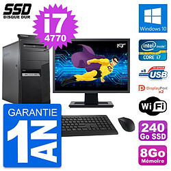 PC Tour Lenovo M83 Ecran 19" Intel i7-4770 RAM 8Go SSD 240Go Windows 10 Wifi · Occasion 