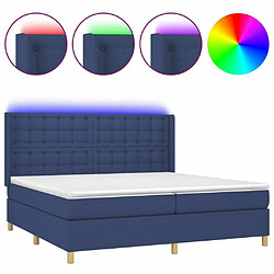 Sommier à lattes,Cadre à lattes de lit pour Adulte matelas et LED Bleu 200x200 cm Tissu -MN54416