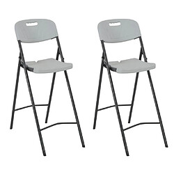 vidaXL Chaises de bar pliables lot de 2 PEHD et acier Blanc