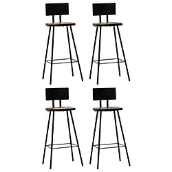 vidaXL Tabourets de bar lot de 4 bois massif de récupération