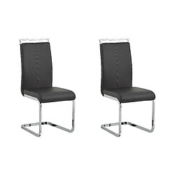 Beliani Set de 2 Cuir PU Chaise en porte-à-faux Noir GREEDIN