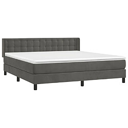 Avis Maison Chic Lit Adulte - Lit simple Lit à sommier tapissier et matelas moelleux - Meuble de Chambre - Gris foncé 160x200cm Velours -MN80610