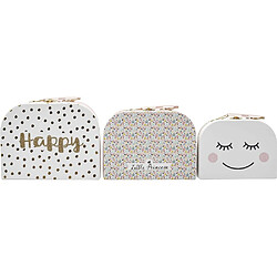 The Home Deco Kids Set de 3 valisettes de rangement pour enfants Happy.