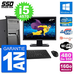 PC Tour Lenovo M83 Ecran 27" Intel i5-4570 RAM 16Go SSD 480Go Windows 10 Wifi - Occasion