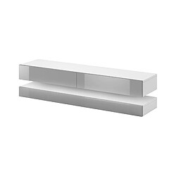 3XELIVING Table TV innovante et moderne Sajna 140cm blanc / gris brillant