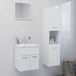 vidaXL Ensemble de meubles de salle de bain Blanc brillant Aggloméré 