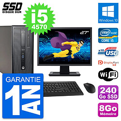 PC Tour HP EliteDesk 800 G1 Ecran 27" i5-4570 RAM 8Go SSD 240Go Windows 10 Wifi - Occasion