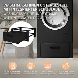 ML-Design Socle pour Machine à Laver avec Tiroir Coulissant, Acier, Noir, 63x54 cm, jusqu'à 150 kg, Support Base de Lave-Linge, Sous-armoire, Plateforme Haut 31,5 cm, Tiroir Amovible pour Rangement