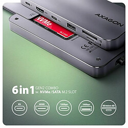 HUB USB Axagon HUB HMC-6GM2 USB 6 in1 10Gbps hub, USB-A, USB-C, HDMI, M.2, SD/ mSD, PD 100W, USB-C