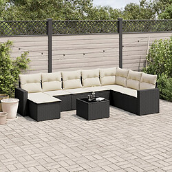 Maison Chic Ensemble Tables et chaises d'extérieur 9 pcs avec coussins,Salon de jardin noir résine tressée -GKD926366