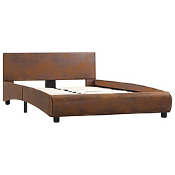 Maison Chic Lit adulte - Lit simple Cadre de lit,Structure du lit Contemporain Marron Similicuir 120 x 200 cm -MN78799