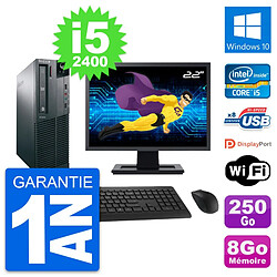 PC Lenovo M82 SFF Ecran 22" Intel i5-2400 RAM 8Go Disque 250Go Windows 10 Wifi - Occasion