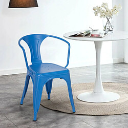 Ahd Amazing Home Design Chaises industrielles Tolix avec accoudoirs en acier pour cuisine et bar Steel Arm, Couleur: Bleu