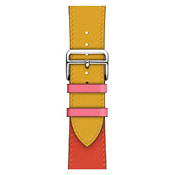 Acheter Wewoo Bracelet pour en cuir bicolore à boucle unique Apple Watch séries 3 et 2 et 1 de 38 mmAmbre + Orange Rouge + Rose pâle